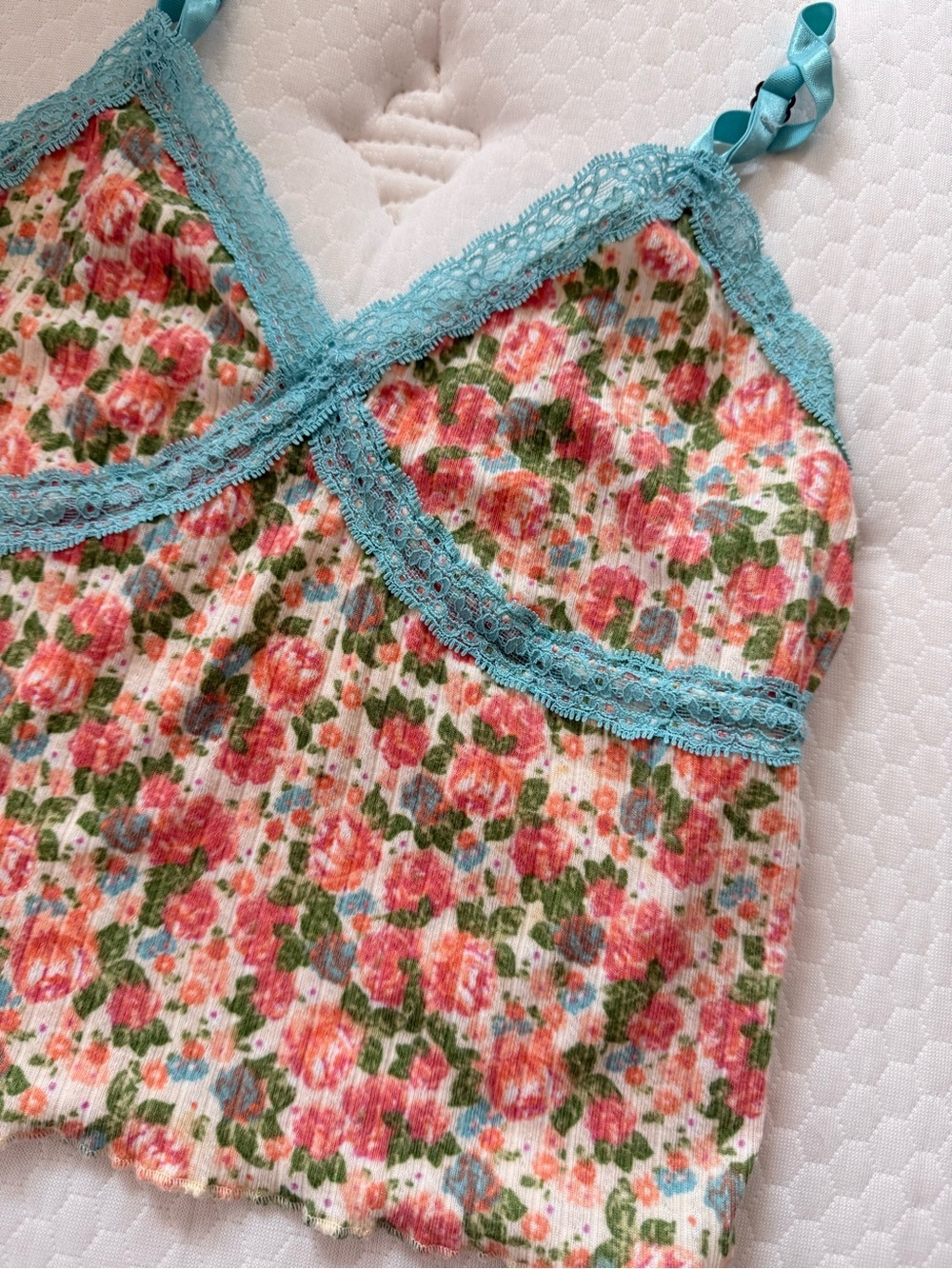 wild fable Floral Camisole with Aqua Trim - Picture 2 of 4